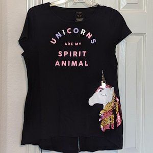 Black flip sequin unicorn shirt - CHILDRENS size 3X